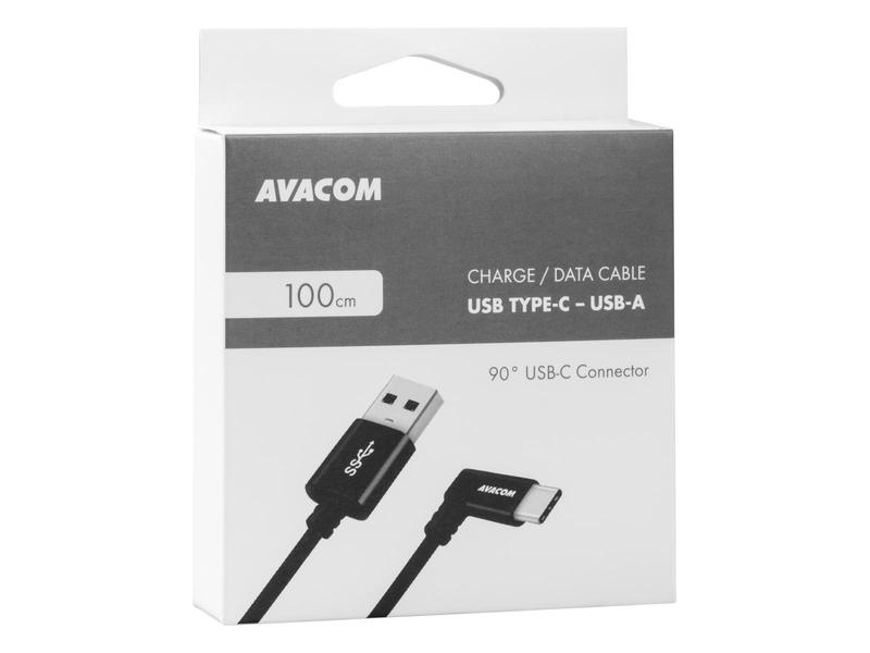  AVACOM datový a nabíjecí kabel USB - USB Type-C, konektor v úhlu 90st, černá