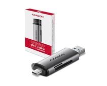 Obrázek k produktu: AXAGON CRE-SAC, USB3.2 Gen 1 Type-C + Type-A externí čtečka karet SD/microSD, podpora UHS-I
