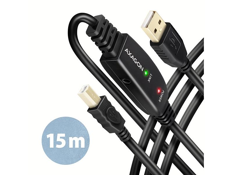 Propojovací aktivní kabel AXAGON ADR-215B, USB 2.0 A-M -> B-M 15m