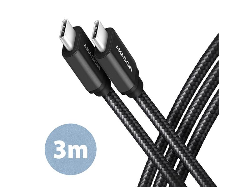 Nabíjecí kabel AXAGON BUCM3-CM30AB USB-C 3m 60W, černý (black)