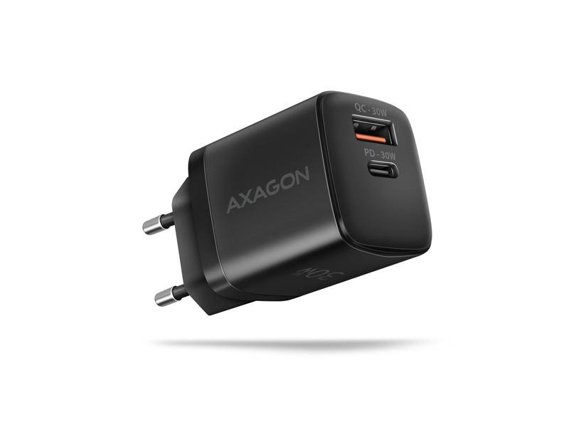 Nabíječka do sítě AXAGON ACU-PQ30, Sil 30W 2x port USB-A + USB-C, černý (black)