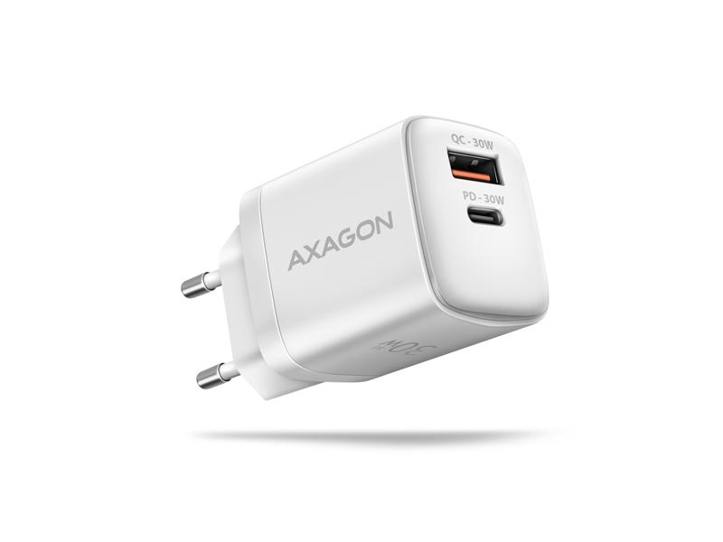 AXAGON ACU-PQ30W, Sil nabíječka do sítě 30W, 2x port (USB-A + USB-C), PD3.0/PPS/QC4+/SFC/AFC/Apple