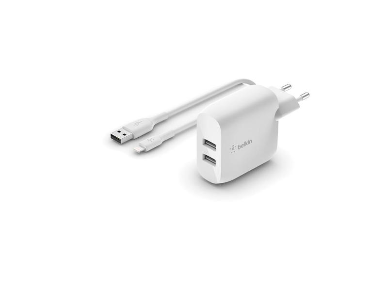 Nabíječka do sítě BELKIN Dual USB-A nabíječka, 24W + Lightning kabel