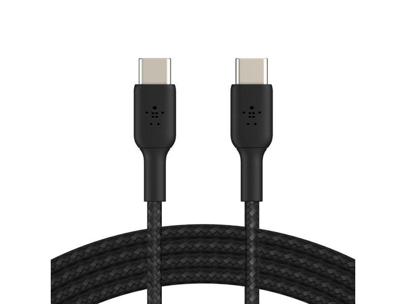 Kabel oplétaný BELKIN USB-C - USB-C, černý (black)