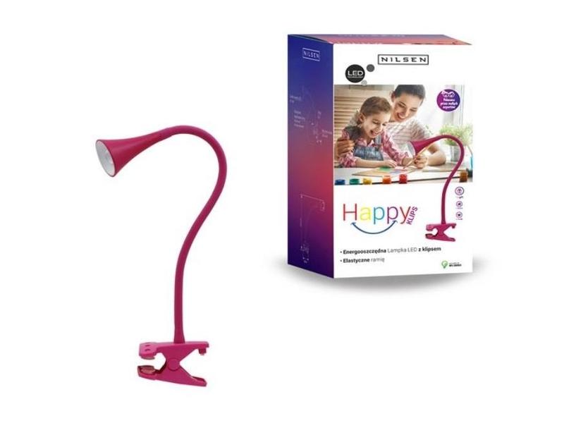 Stolní lampa klips NILSEN LED stolní lampa HAPPY klips, růžová (pink)