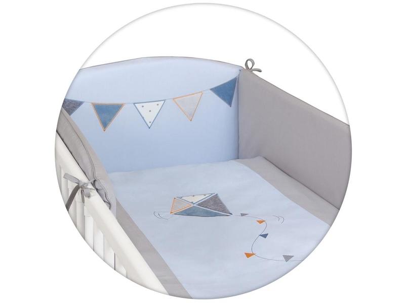 Souprava do postýlky CEBA Drak vyšívaný modro-šedá