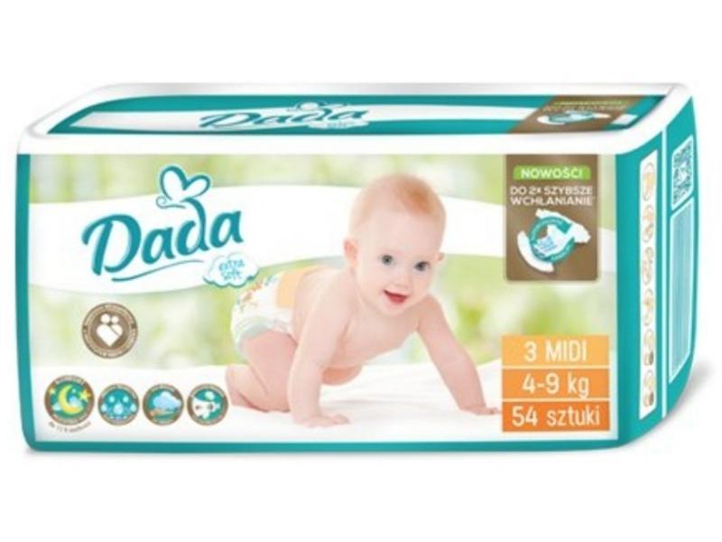DADA Jednorázové pleny Extra Soft Midi vel. 3 (4-9 kg), 54 ks