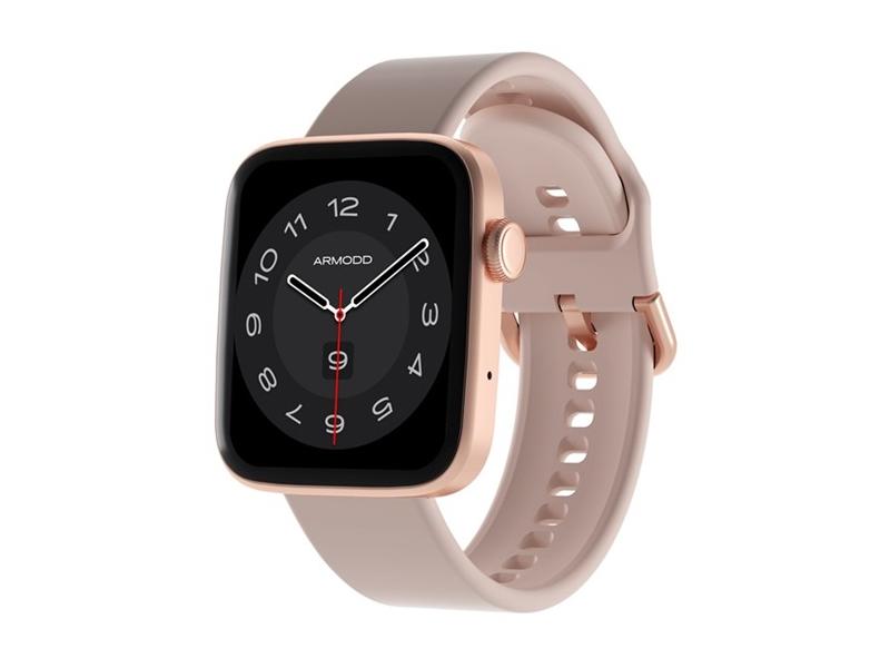 Chytré hodinky ARMODD Squarz 9 Pro Gold-9006 s růžovým silikonovým řemínkem, zlaté (gold)