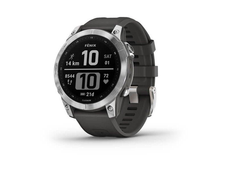 Chytré hodinky GARMIN fenix 7 PRO Glass,Silver/ Graphite Silicone Band