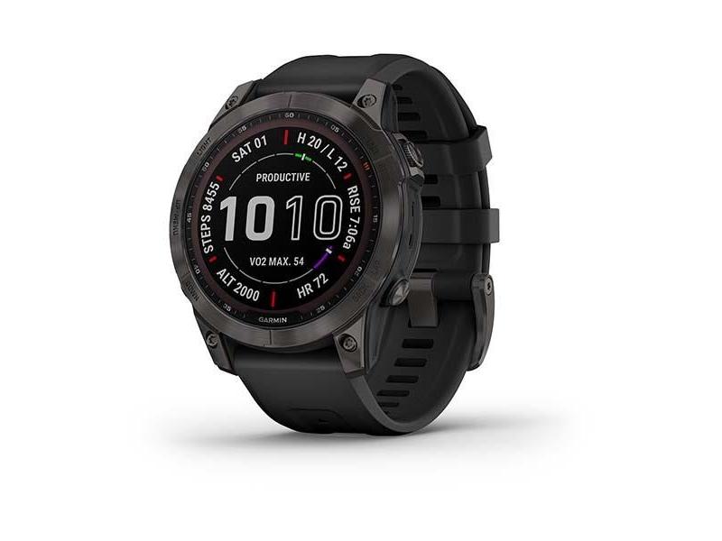 Chytré hodinky GARMIN fenix 7 PRO Sapphire Solar, Titan Black/ Black Silicone Band