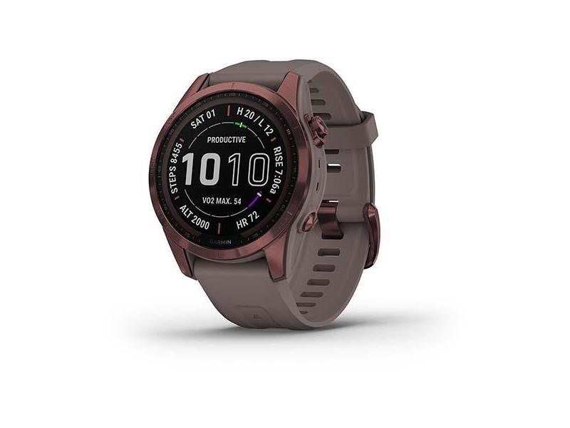 Chytré hodinky GARMIN fenix 7S PRO Sapphire Solar, Titan Dark Bronze/ Gray Silicone Band