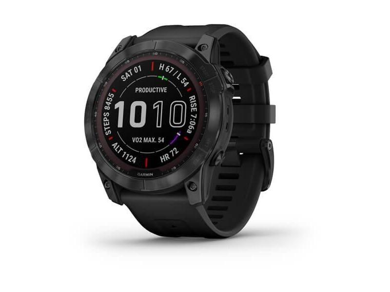 Chytré hodinky GARMIN fenix 7X Sapphire Solar, Titan Black/ Black Silicone Band