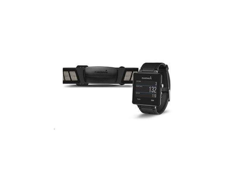 Monitorovací náramek a hodinky GARMIN vívoactive Black HR Premium s náhradním bílým řemínkem, černý (black)