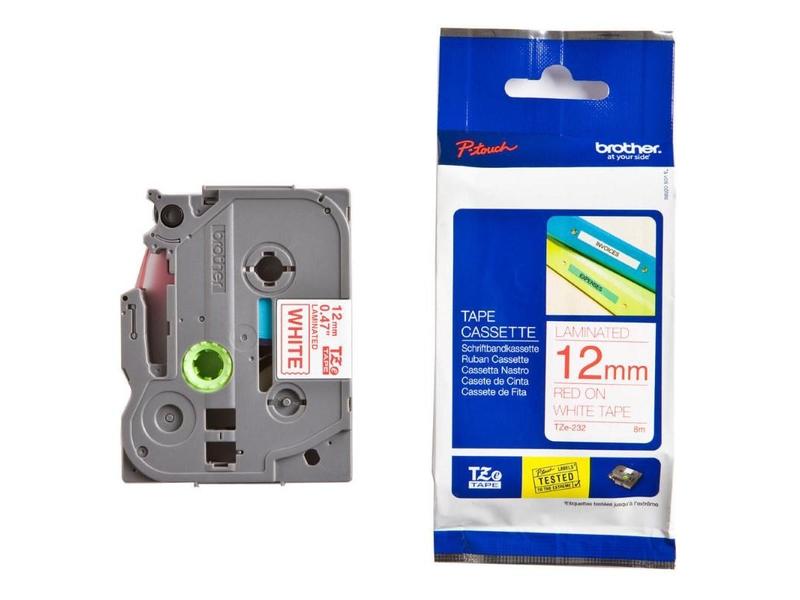 TZ páska laminovaná BROTHER TZE-232, bílá-červená