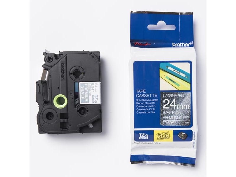 TZ páska laminovaná BROTHER TZE-PR955, stříbrná-bílá