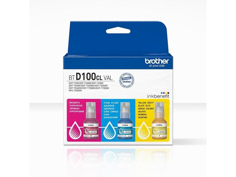 Originální inkoustová náplňě BROTHER BT-D100CLVAL, CMY, 3x 5.000 stran