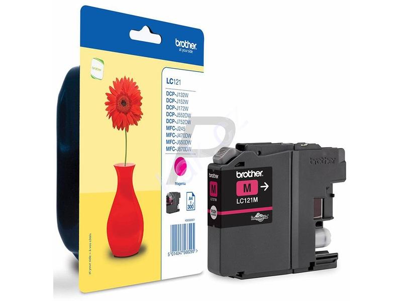 Inkoustová náplň BROTHER  LC-121M, purpurová 