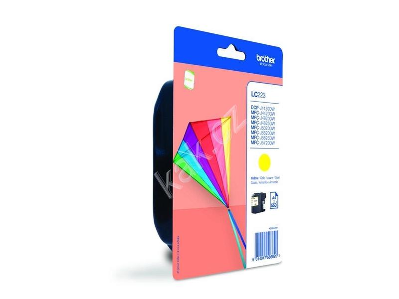 Inkoustová náplň BROTHER LC-223Y, žlutá (yellow), 550 stran