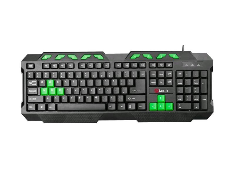 Klávesnice C-TECH GMK-102-G, černá/zelená (black/green)
