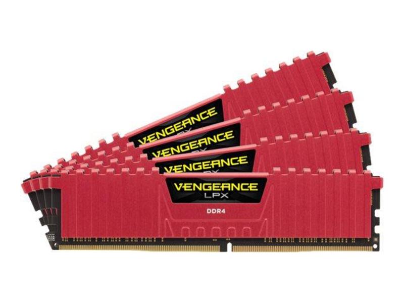 4 paměťové moduly CORSAIR 32GB (4x8GB) DDR4 2666MHz CMK32GX4M4A2666C16R Vengeance LPX