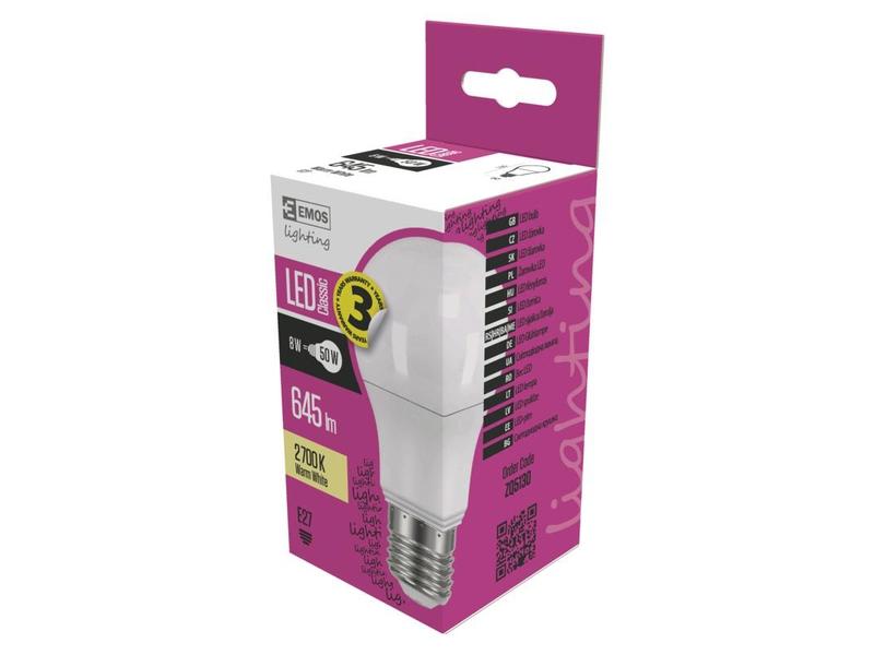 LED žárovka EMOS CLASSIC A60 8W(50W)