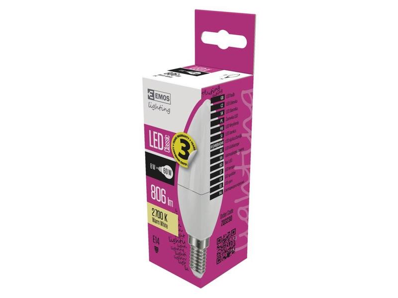 LED žárovka EMOS CLASSIC CANDLE 8W(60W)