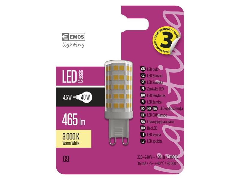LED žárovka EMOS CLASSIC JC 4,5W(40W)