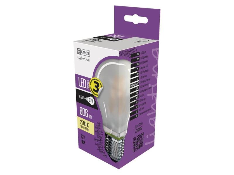 LED žárovka EMOS FILAMENT A60 6,5W(60W)