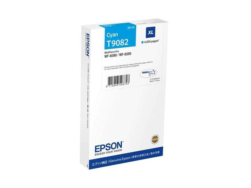 Inkoustová náplň EPSON T9082 XL, azurová (cyan), 39 ml