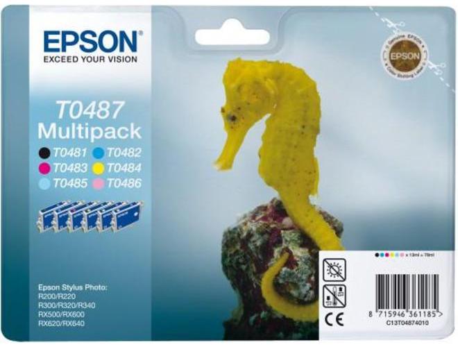 Inkoustová náplň EPSON C13T04874010, černá + azurová + purpurová + žlutá, multipack