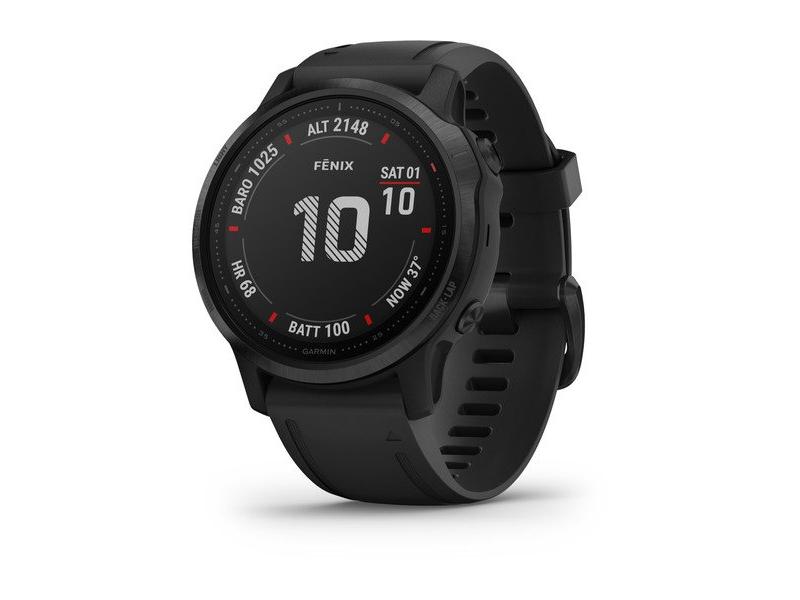 Chytré hodinky GARMIN fenix 6S PRO Glass, Black/Black Band (MAP/Music)
