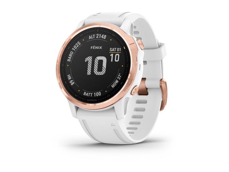 Chytré hodinky GARMIN fenix 6S PRO Glass, RoseGold/White Band (MAP/Music)