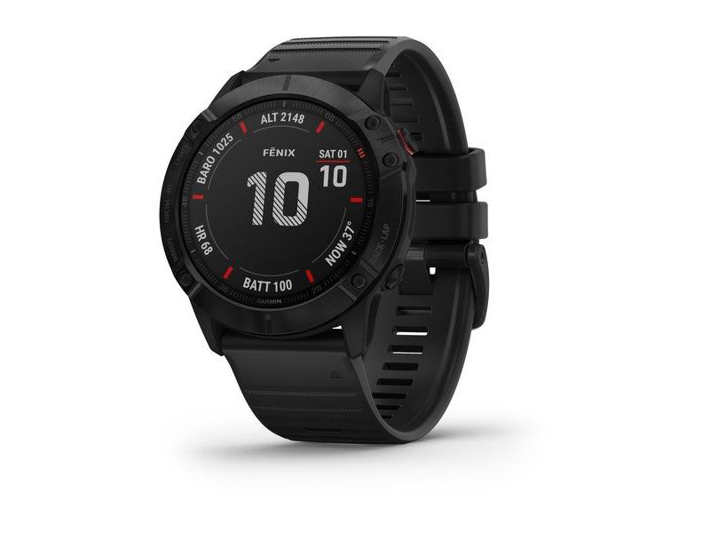 Chytré hodinky GARMIN fenix 6X PRO Glass, Black/Black Band (MAP/Music)