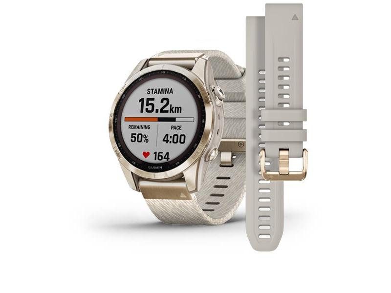 Chytré hodinky GARMIN fenix 7S PRO Sapphire Solar Style, Titan Cream Gold ?/ Cream Nylon Band