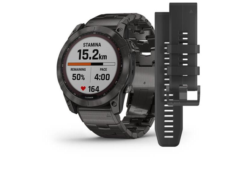 Chytré hodinky GARMIN fenix 7X PRO Sapphire Solar Style, Titan Carbon Gray/ Titan Carbon Gray Band