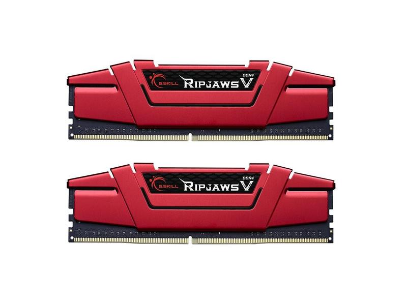 2 paměťové moduly G.SKILL 32GB (2x16GB) DDR4 3000MHz RipjawsV, červená (red)
