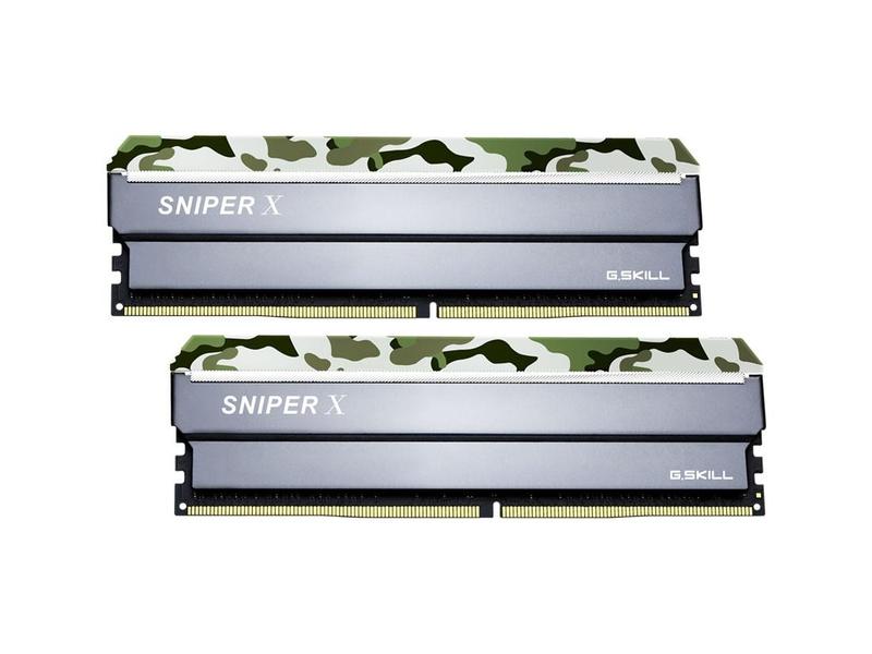 2 paměťové moduly G.SKILL 16GB (2x8GB) DDR4 3000MHz Sniper X XMP, classic Camo/stříbrná