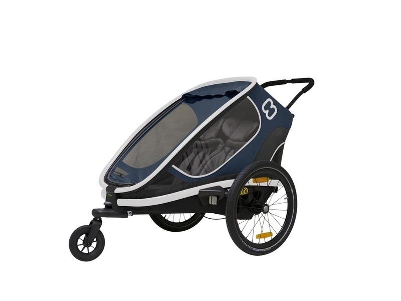 Cyklistický vozík HAMAX Outback 2v1 - dvoumístný vozík za kolo vč. ramena + kočárkový set - Navy Blue