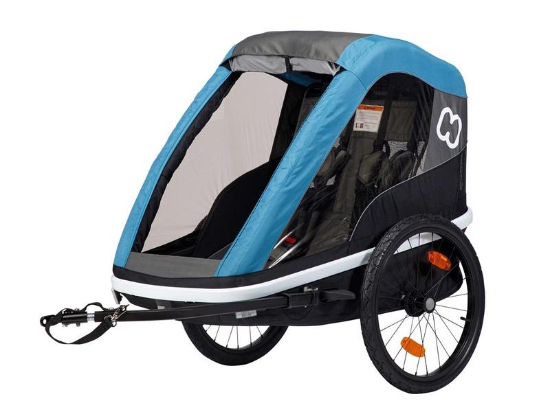 Cyklistický vozík HAMAX Avenida Twin - dvoumístný vozík za kolo vč. ramena + kočárkový set Petrol