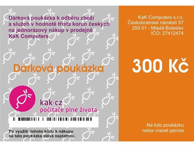 Dárková poukázka kak.cz 300 Kč