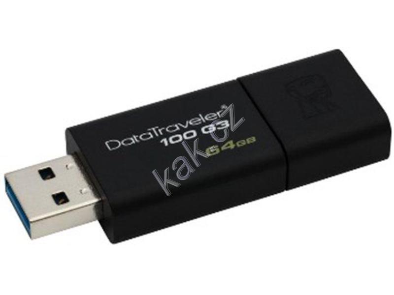 Přenosný flash disk KINGSTON DataTraveler 100 G3 64GB, černý (black)