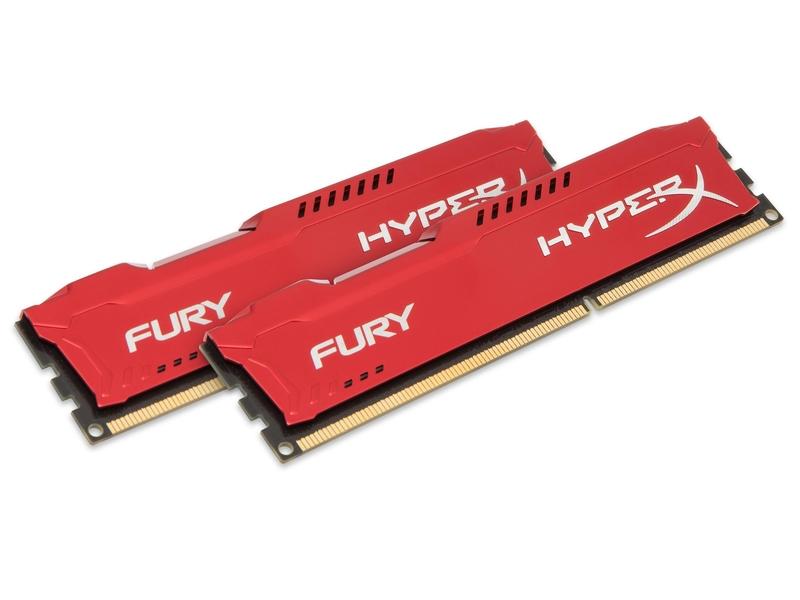 2 paměťové moduly KINGSTON DIMM 8GB (2x4GB) DDR3-1866MHz HyperX Fury, červená (red)