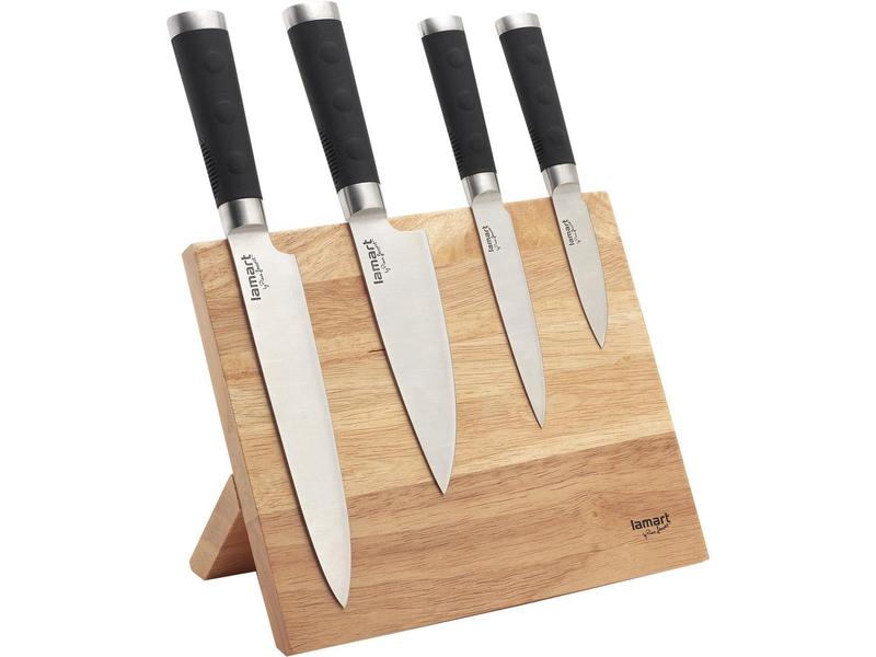 Sada nožů na magnetickém stojánku LAMART LT2026, černá/nerez