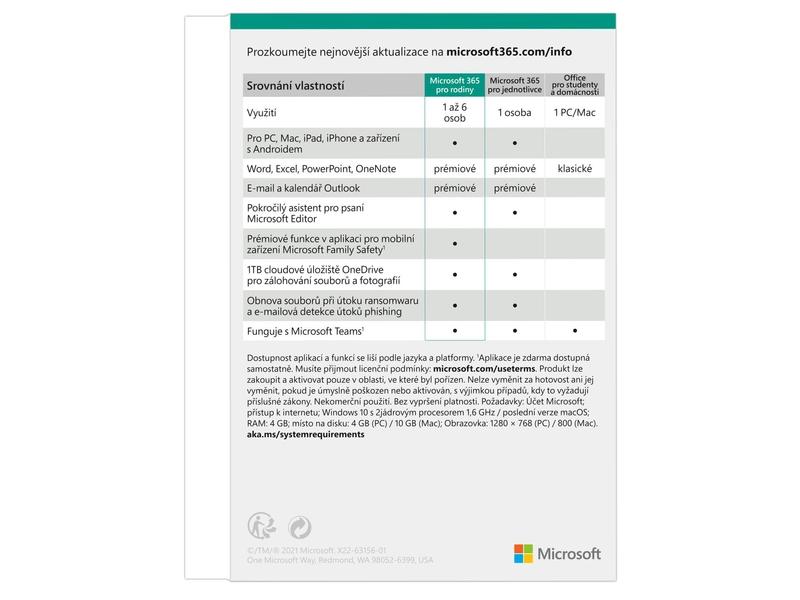  MICROSOFT 365 Family P8 Mac/Win, krabicová