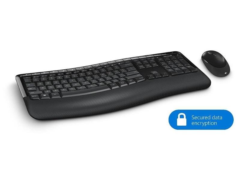 Sada bezdrátové klávesnice a myši MICROSOFT  Wireless Comfort Desktop 5050 with AES, černá (black)