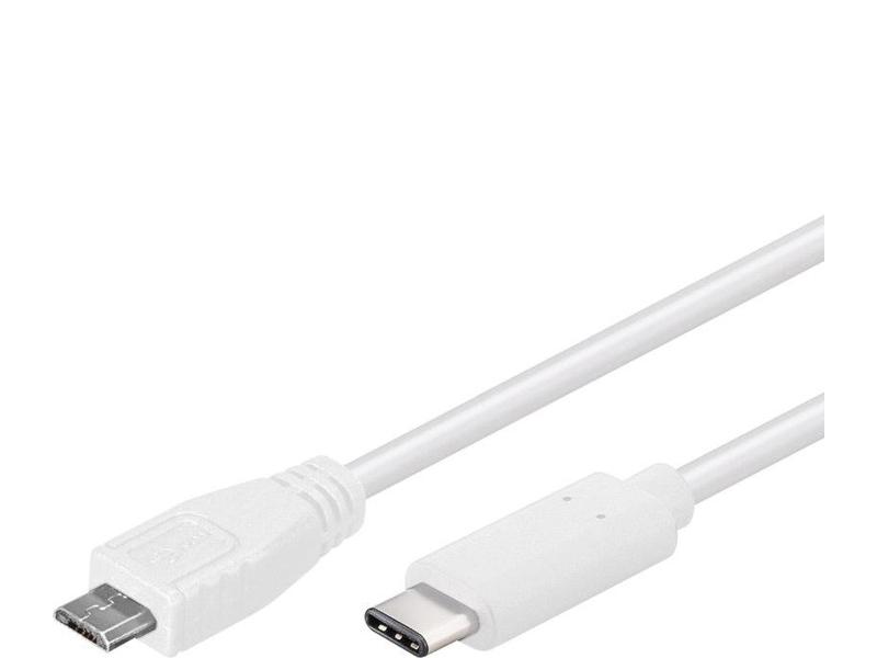  PREMIUMCORD USB-C/male - USB 2.0 Micro-B/Male, bílá