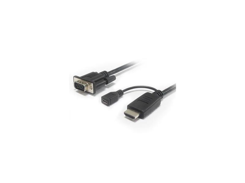 PremiumCord kabelový převodník HDMI na VGA s napájecím micro USB konektorem - černý