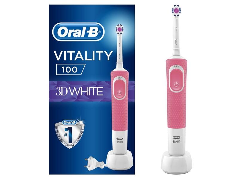 El. zubní kartáček Oral-B Vitality 100 3D White, bílo-růžový