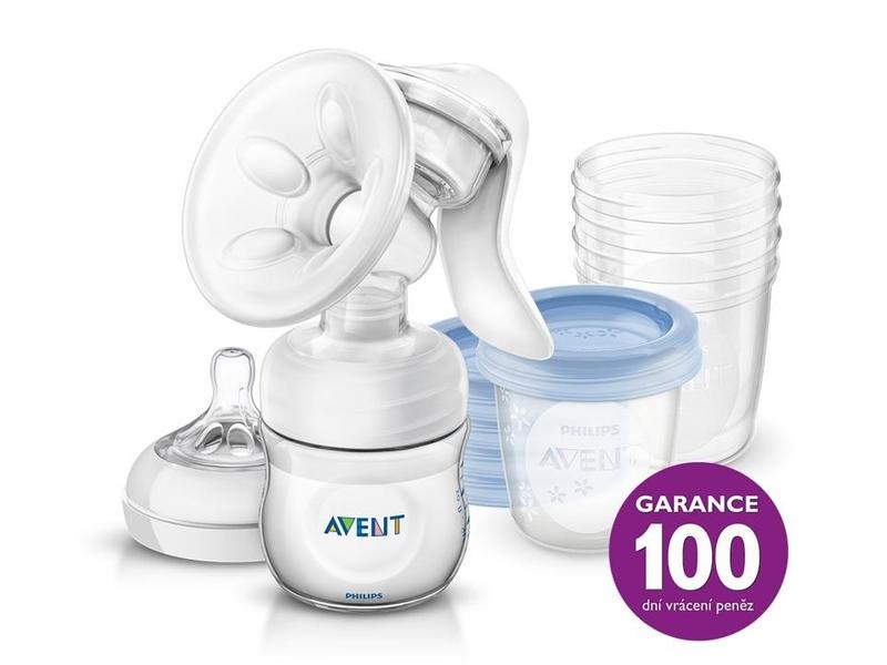 Philips AVENT Odsávačka mateřského mléka Natural se zásobníkem 125 ml + VIA 180 ml 5 ks