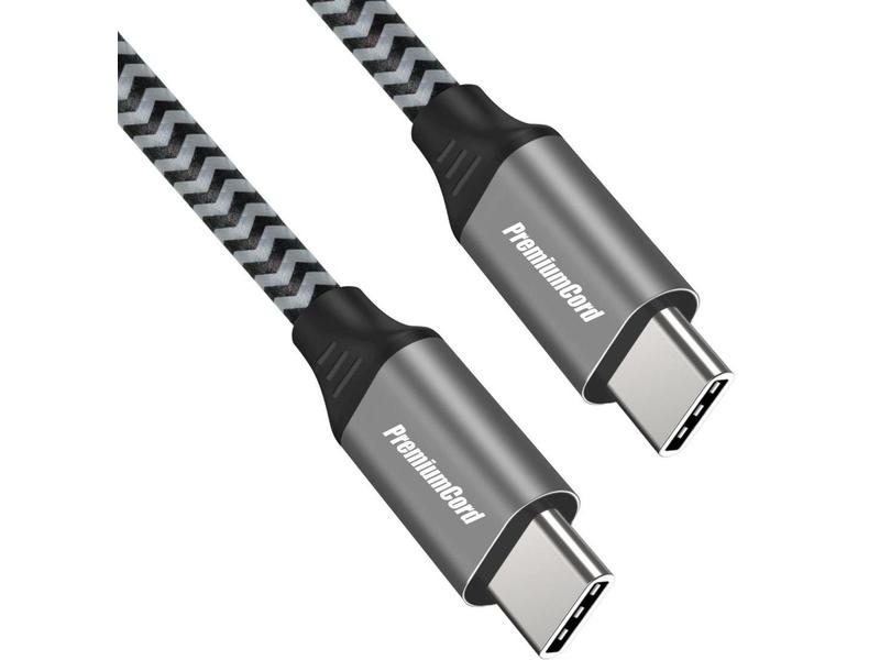 Kabel PREMIUMCORD USB-C M/M, 100W 20V/5A 480Mbps bavlněný oplet